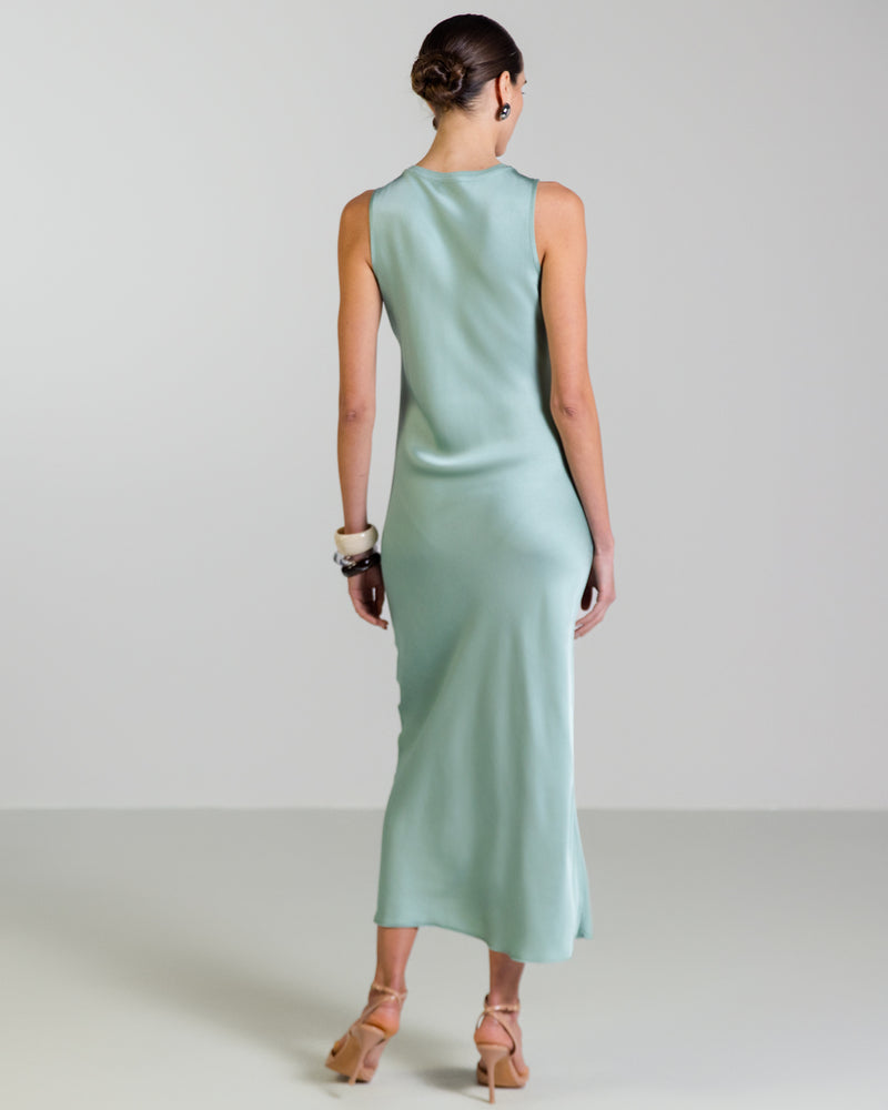 Sabrina Sleeveless Satin Dress | Mint