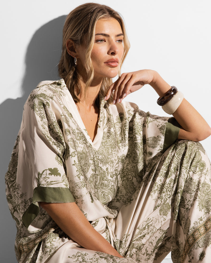 Ottilie Silk Top | Khaki