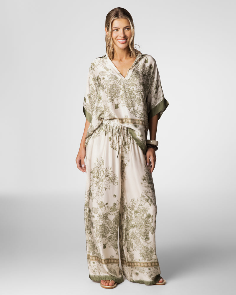 Ottilie Silk Top | Khaki