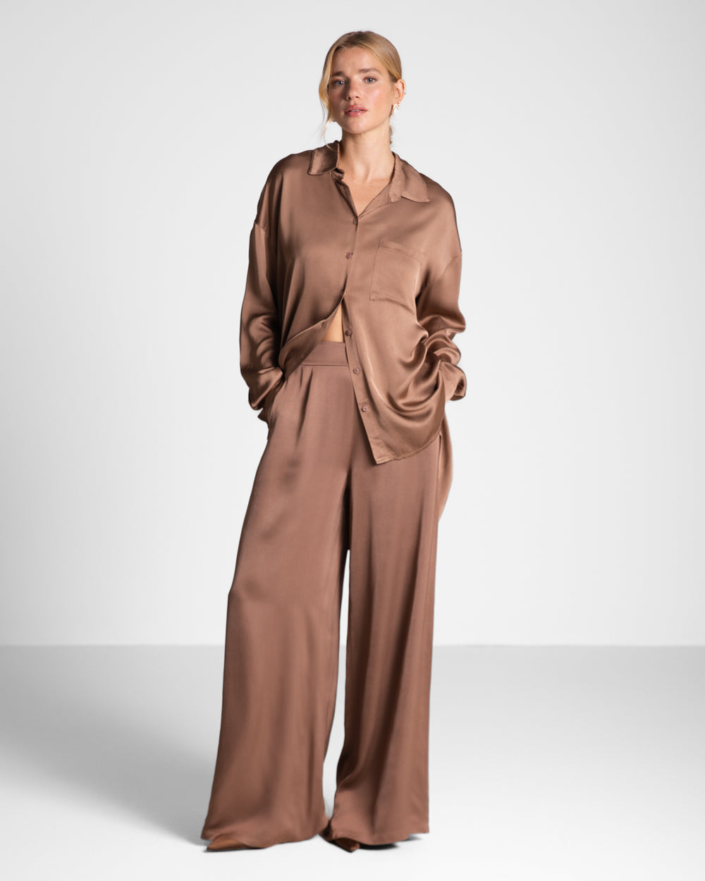 Kailin Satin Shirt | Maple – JAKI