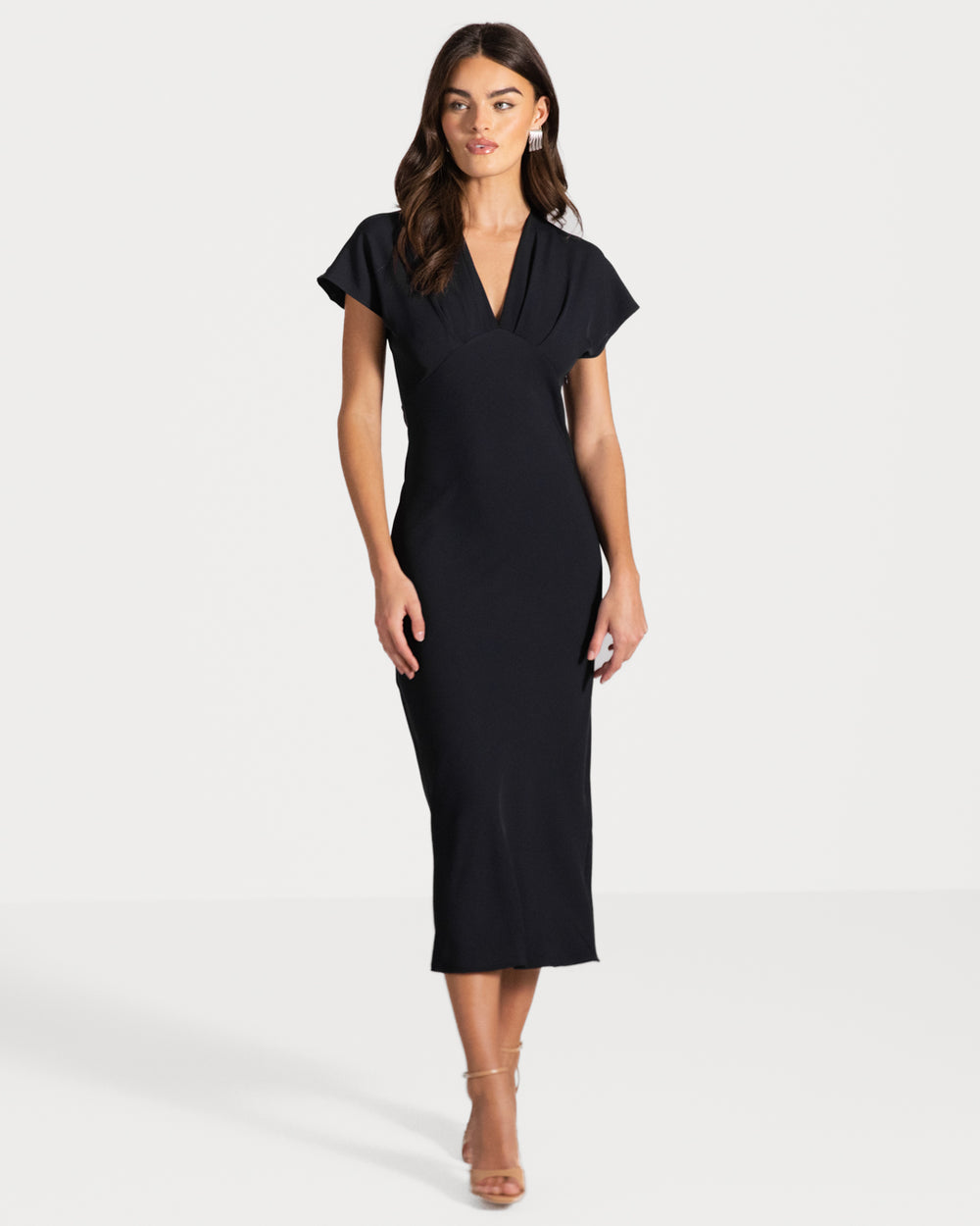 Juliette V Neck Dress | Navy – JAKI
