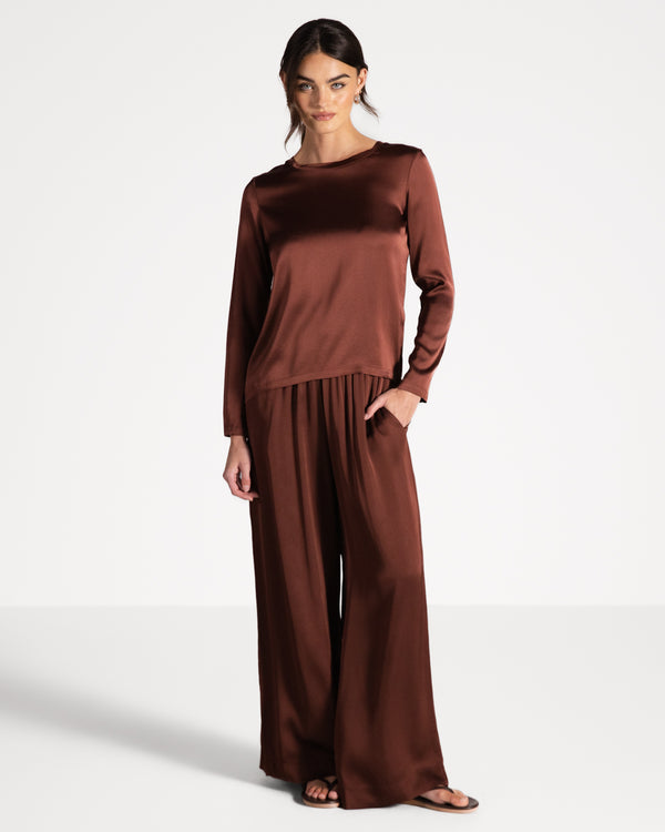 Matilda Satin Long Sleeve | Auburn
