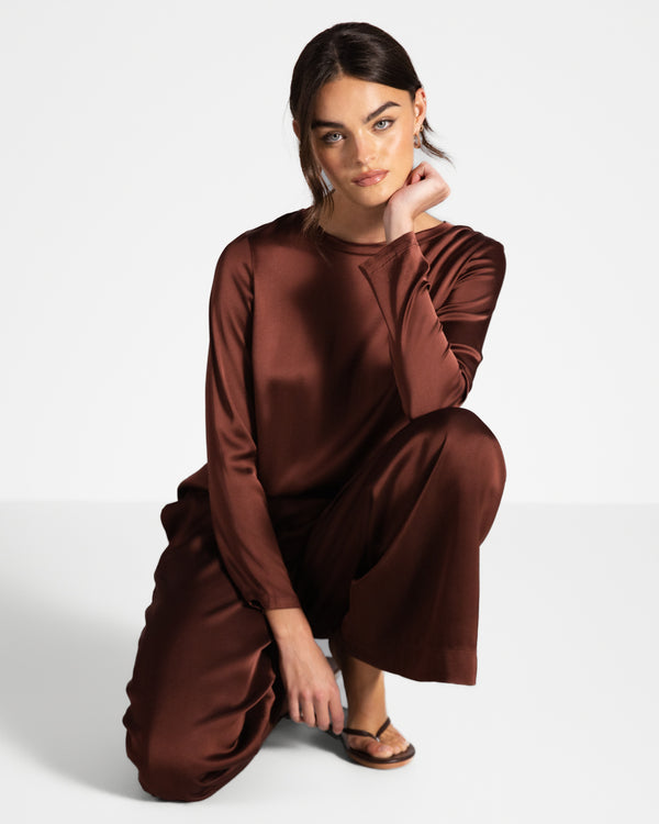Matilda Satin Long Sleeve | Auburn