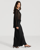 Rosalind Lightweight Satin Skirt | Black