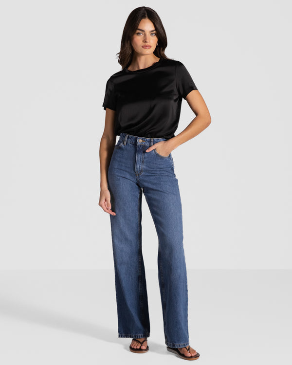 Matilda Satin T-Shirt | Black