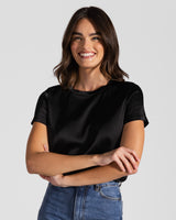 Matilda Satin T-Shirt | Black