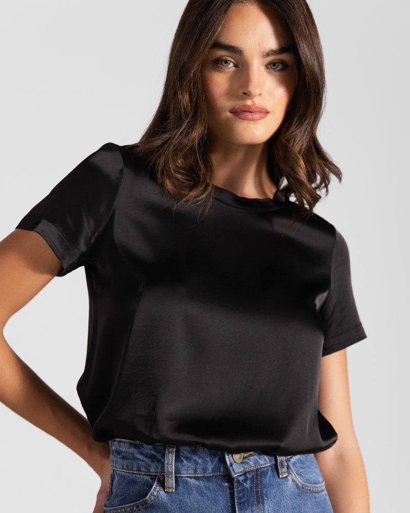 Matilda Satin T-Shirt | Black