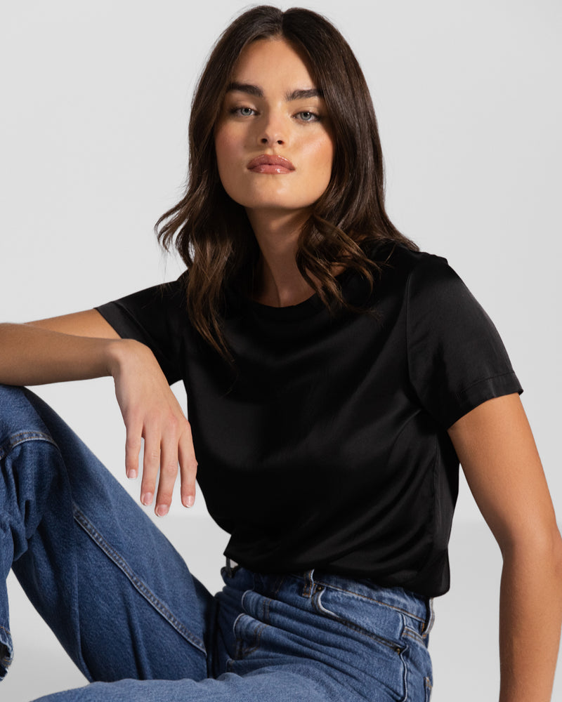 Matilda Satin T-Shirt | Black