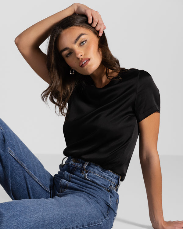 Matilda Satin T-Shirt | Black