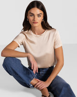 Matilda Satin T-Shirt | Light Beige