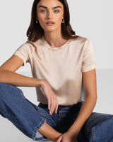 Matilda Satin T-Shirt | Light Beige
