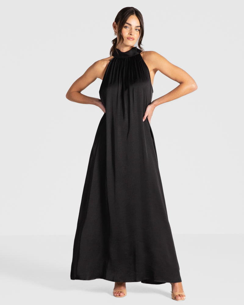Ruby Satin Halterneck Dress