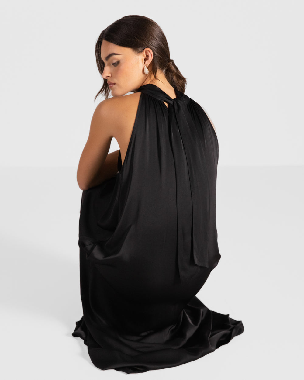 Ruby Halterneck Satin Dress | Black – JAKI