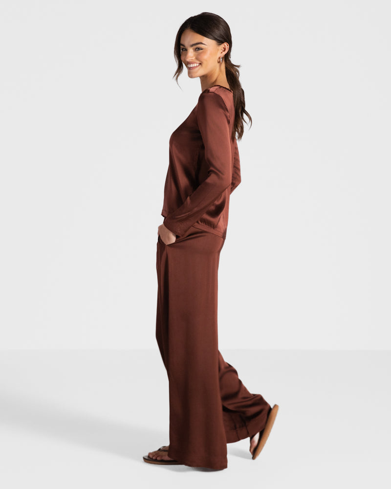 Matilda Satin Long Sleeve | Auburn