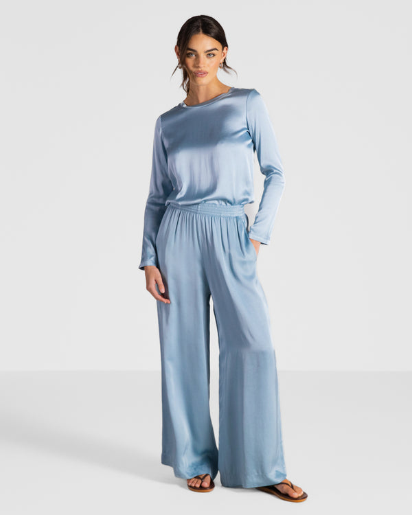 Matilda Satin Long Sleeve | Arctic Blue