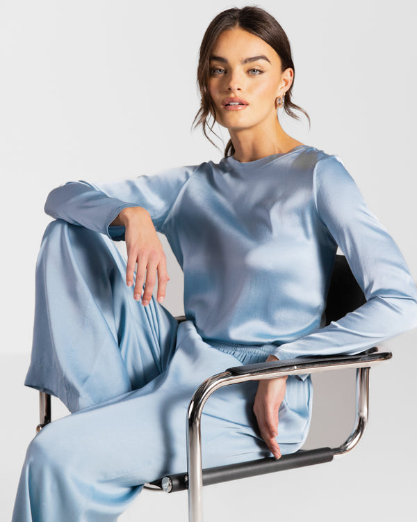 Matilda Satin Long Sleeve | Arctic Blue