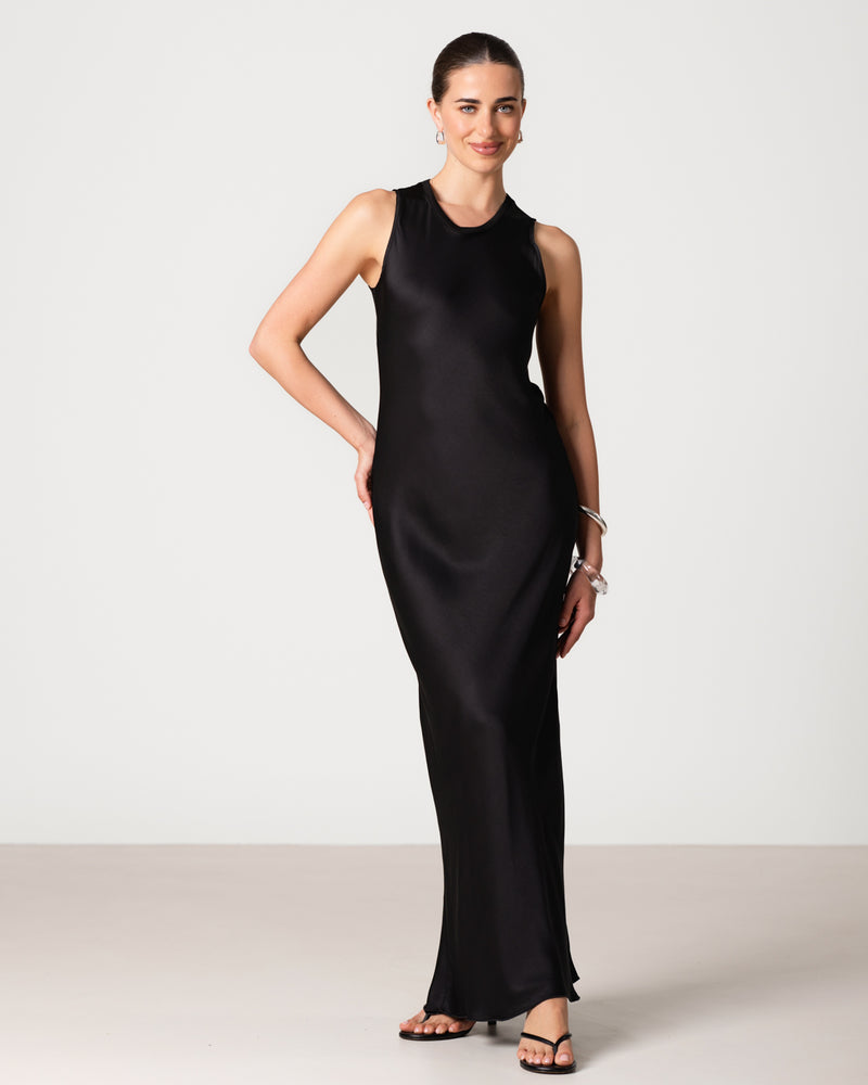 Sabrina Sleeveless Satin Maxi Dress