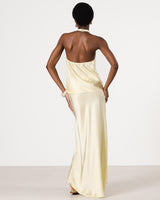 Carmen Backless Halterneck Top | Butter Yellow