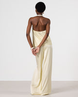 Giselle Elastic High Waist Satin Trousers | Butter Yellow
