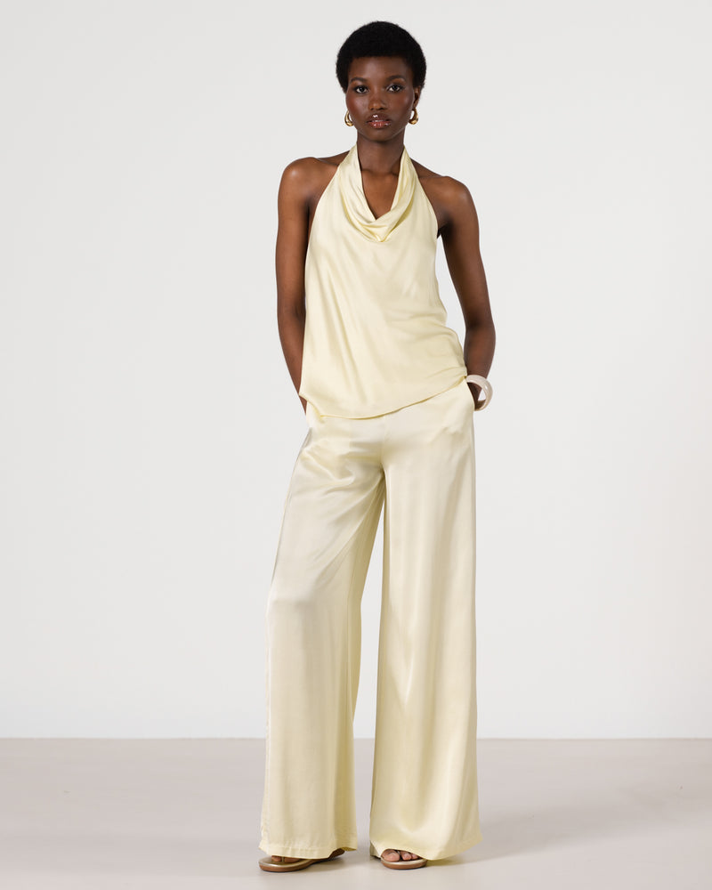 Carmen Backless Halterneck Top | Butter Yellow