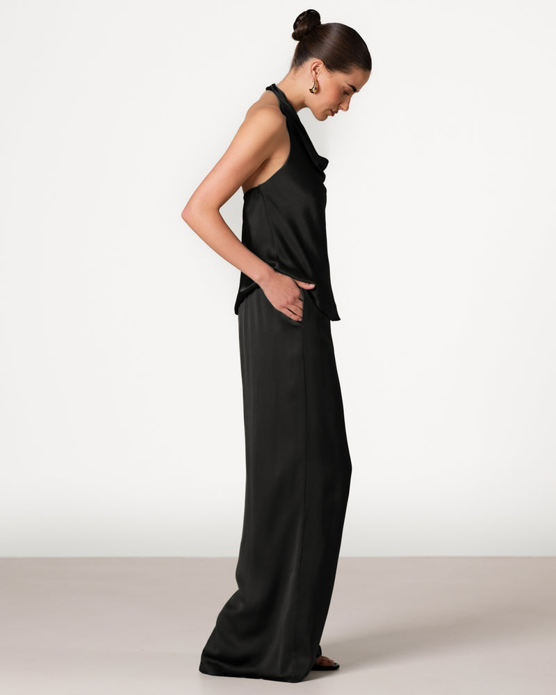 Carmen Backless Halterneck Top | Black