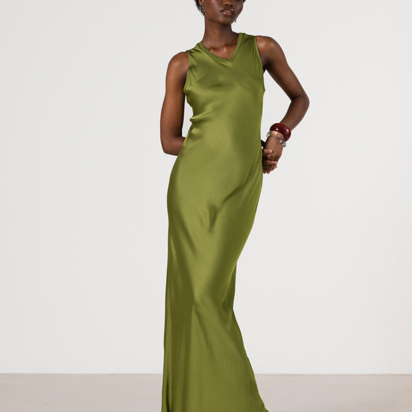 Sabrina Sleeveless Satin Maxi Dress