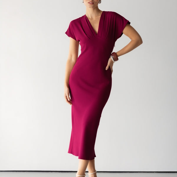 Juliette V Neck Dress | Burgundy – JAKI