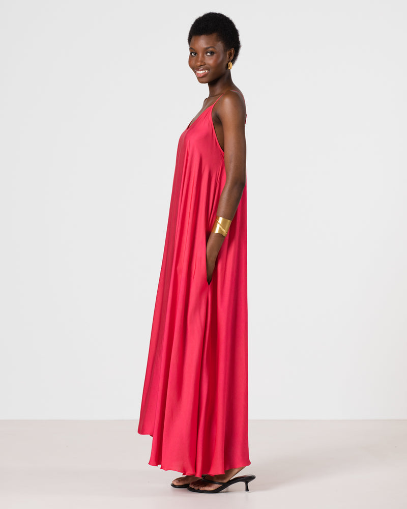 raspberry silk dress Raspberry Satin Digital Printed Dress Design by Zwaan at Pernia's Pop Up Shop 2026