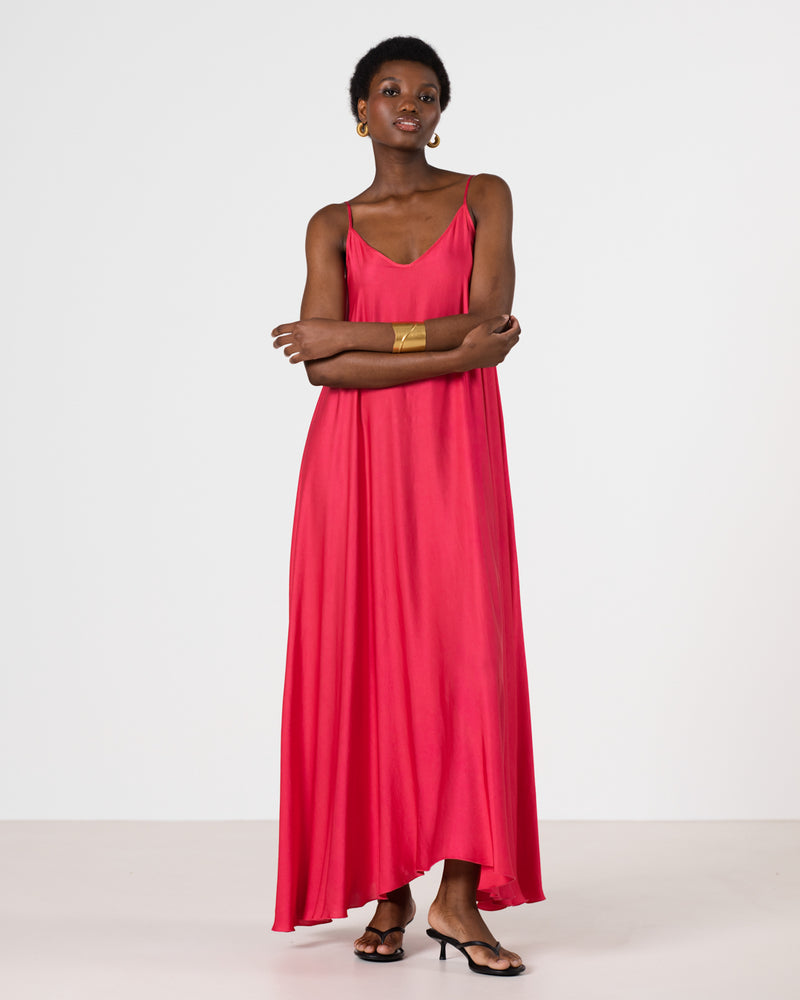 raspberry maxi dress ASOS DESIGN cami ruffle detailing maxi dress in raspberry