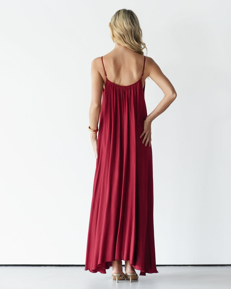Nyra Slip Satin Maxi Dress | Deep Red JAKI Nyra Slip Satin Maxi Dress | Deep Red JAKI