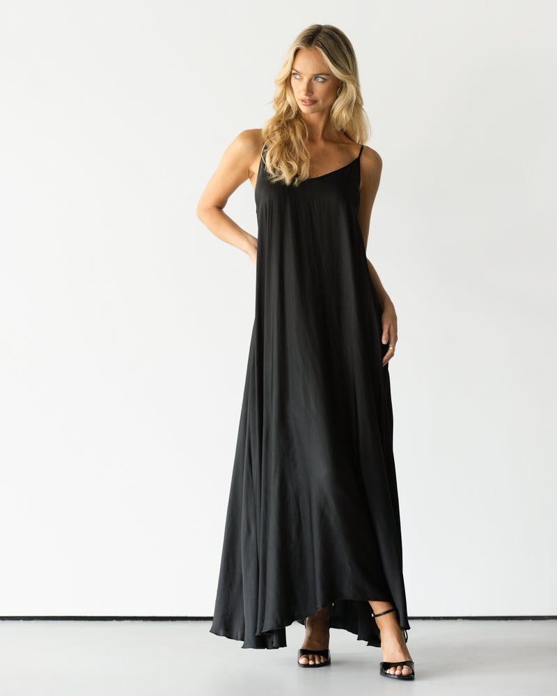 Nyra Slip Satin Maxi Dress | Black JAKI Nyra Slip Satin Maxi Dress | Black JAKI