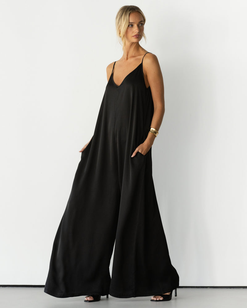 satin jumpsuit dress Azazie Hagretta Stretch Satin Jumpsuit