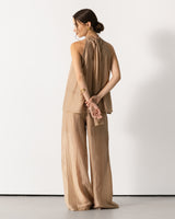 Clotilde Lightweight Elastic Waist Pants Trousers | Sand