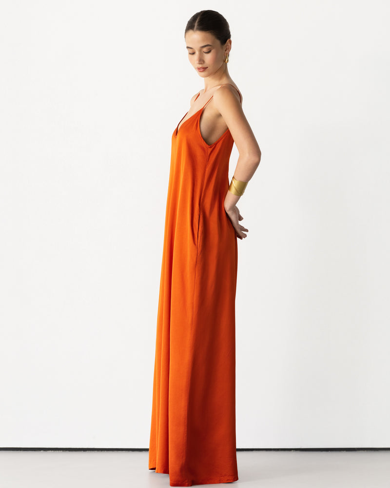 Audrey Satin Jumpsuit | Burnt Orange