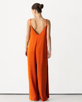 Audrey Satin Jumpsuit | Burnt Orange