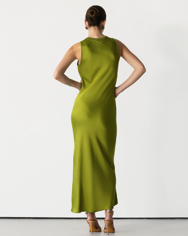Sabrina Sleeveless Satin Dress | Olive Green JAKI Sabrina Sleeveless Satin Dress | Olive Green JAKI