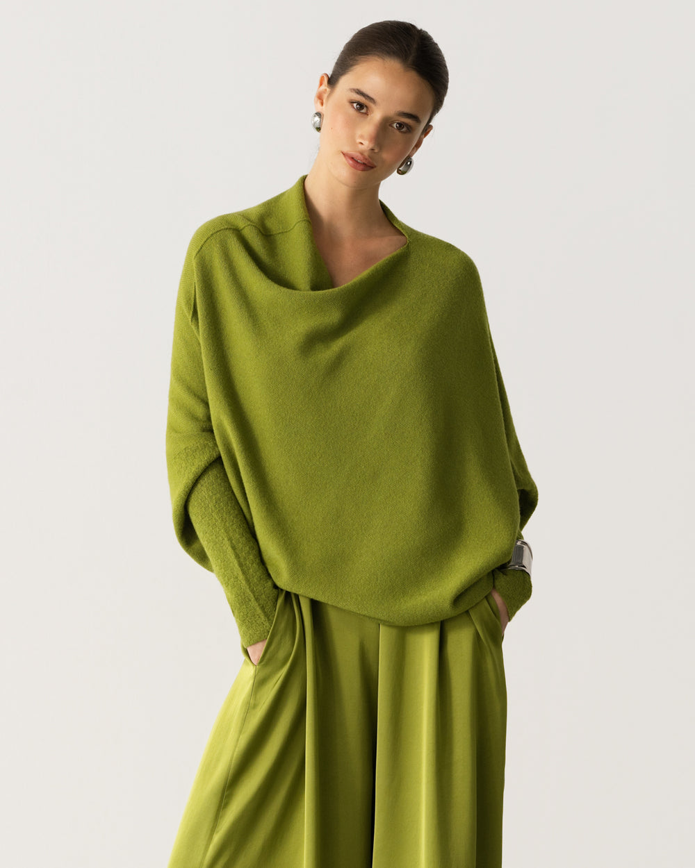 ね*こ様 00s Archive Asymmetric Tailored Jac Asymmetric Draped | Olive Green | Seamless Knit – JAKI