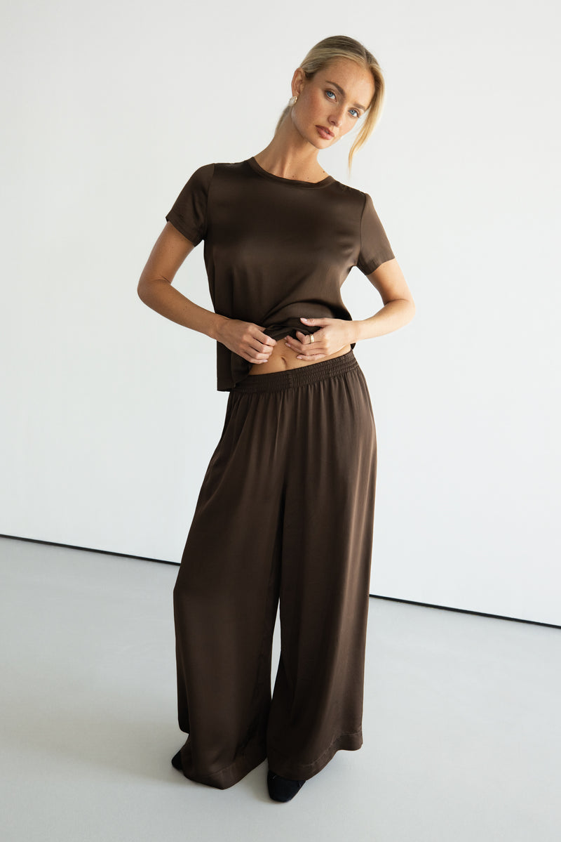 Daisy Elastic Waist Satin Pants