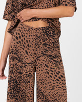 Leila Wide Leg Trousers | Leopard Brown