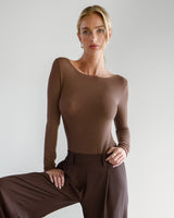 Mae Featherweight Boatneck Top | Espresso Brown | Modal-Cashmere