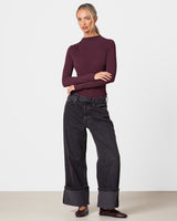 Lucia Featherweight High Neck Top | Burgundy | Modal-Cashmere