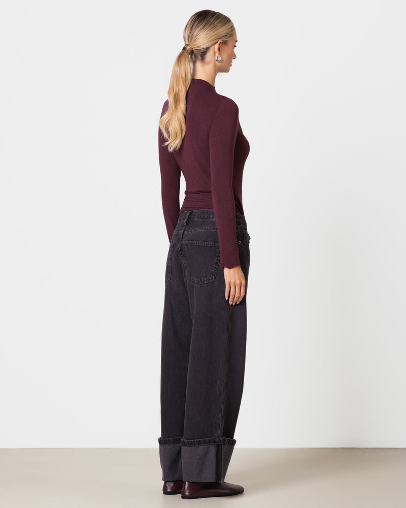 Lucia Featherweight High Neck Top | Burgundy | Modal-Cashmere