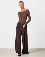 Mae Featherweight Boatneck Top | Espresso Brown | Modal-Cashmere