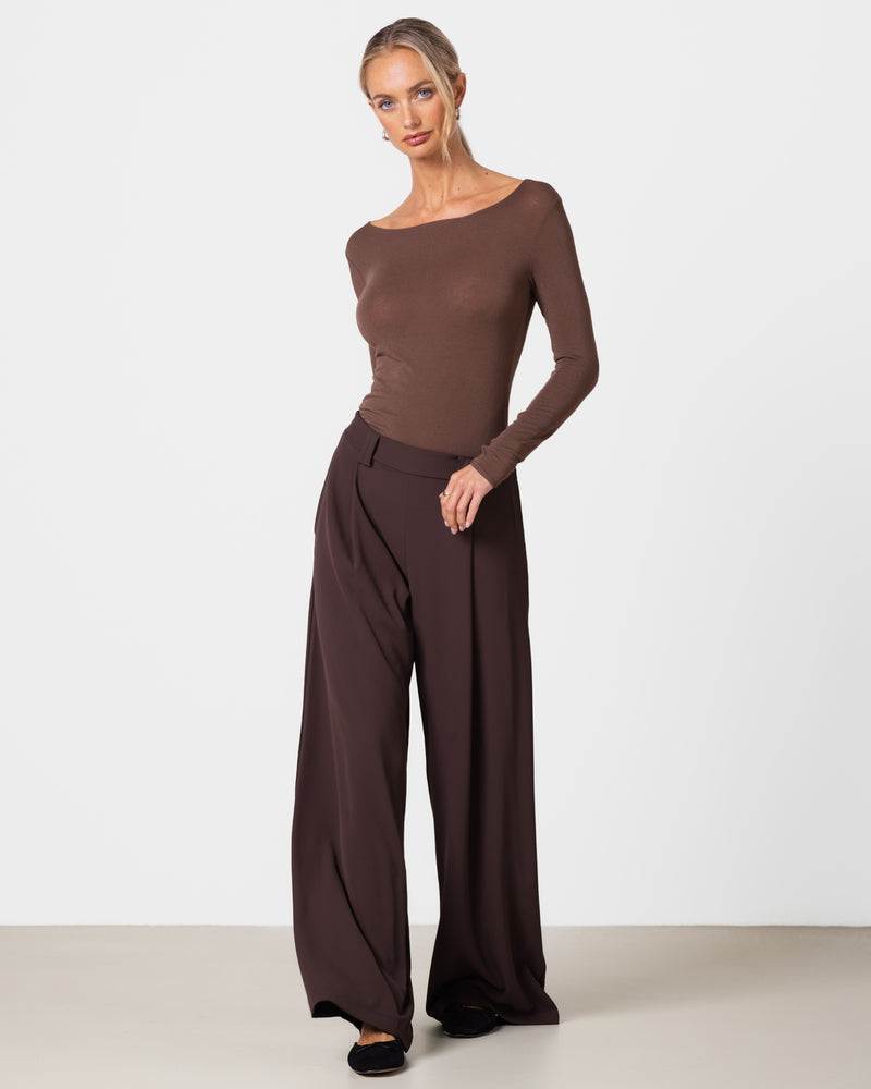 Mae Featherweight Boatneck Top | Espresso Brown | Modal-Cashmere