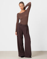 Mae Featherweight Boatneck Top | Espresso Brown | Modal-Cashmere