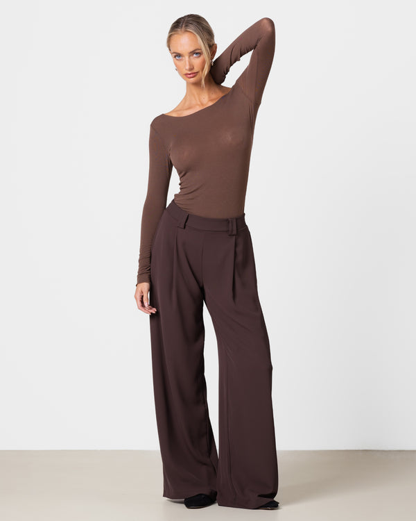Mae Featherweight Boatneck Top | Espresso Brown | Modal-Cashmere