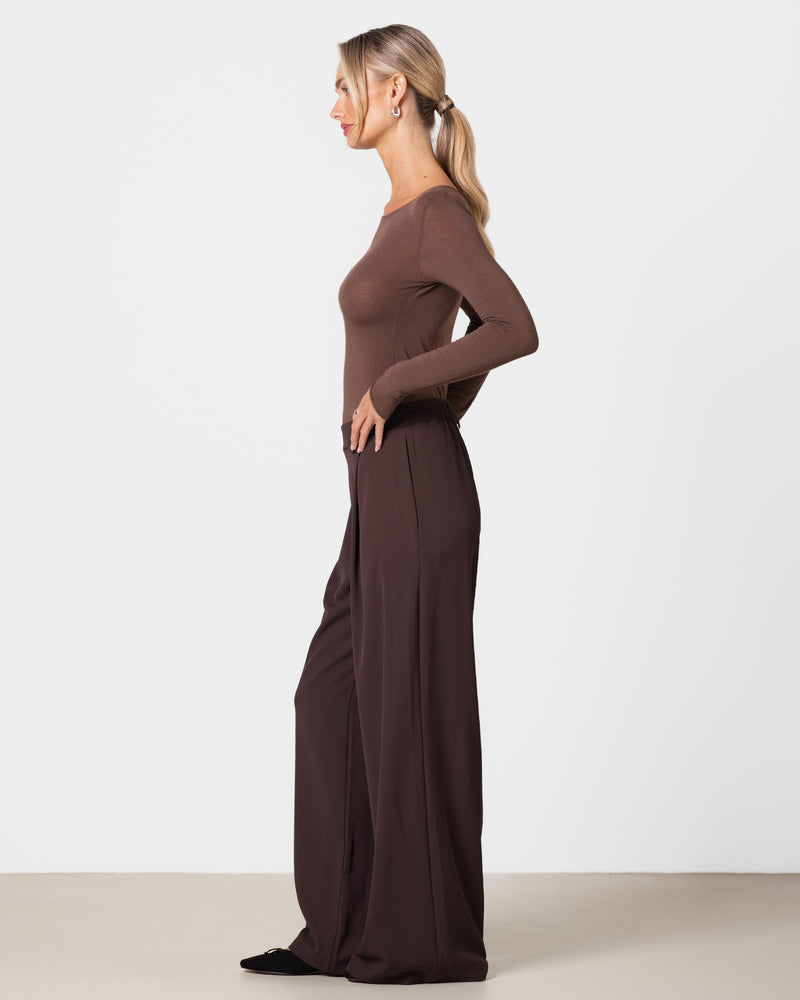 Mae Featherweight Boatneck Top | Espresso Brown | Modal-Cashmere