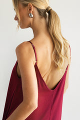 Audrey Satin Jumpsuit | Burgundy