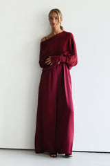 Audrey Satin Jumpsuit | Burgundy