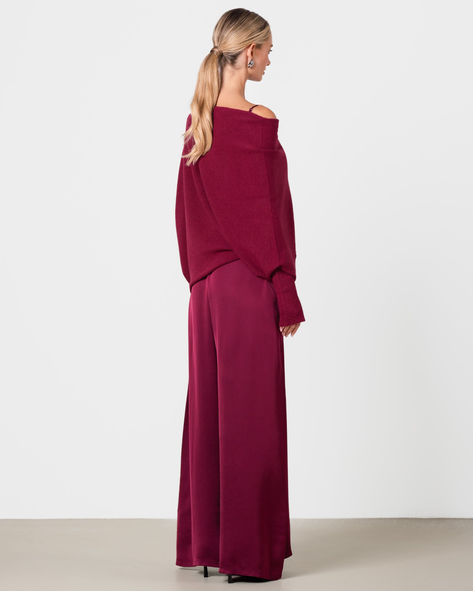 Audrey Satin Jumpsuit | Burgundy – JAKI